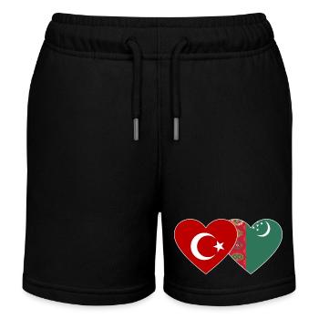 Turquie Turkménistan Flag Coeur - Short de jogging enfant bio Stanley/Stella - noir - Devant