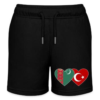 Turkménistan Turquie Flag Coeur - Short de jogging enfant bio Stanley/Stella - noir - Devant