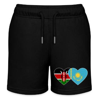 Kenya KazakhstanFlag Heart - Short de jogging enfant bio Stanley/Stella - noir - Devant