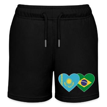 Kazakhstan Brésil Drapeau Coeur - Short de jogging enfant bio Stanley/Stella - noir - Devant