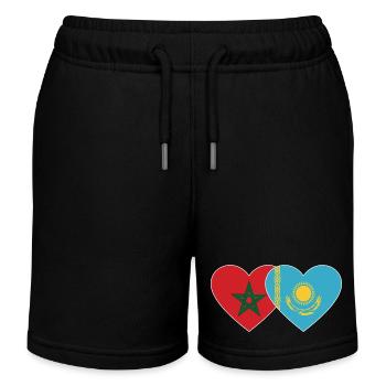 Marokko Kasachstan Flagge Herz - Kinder Organic Joggingshorts Mini Bolter von Stanley/Stella - Schwarz - Vorne