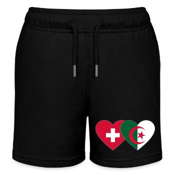 Schweiz Algerien Flagge Herz - Kinder Organic Joggingshorts Mini Bolter von Stanley/Stella - Schwarz - Vorne