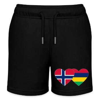Norway Mauritius Flag Heart - Kids Organic Sweat Shorts by Stanley/Stella - black - Front