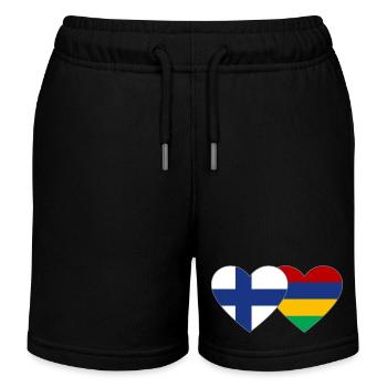 Finland Mauritius Flag Heart - Kids Organic Sweat Shorts by Stanley/Stella - black - Front