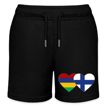 Mauritius Finland Flag Heart - Kids Organic Sweat Shorts by Stanley/Stella - black - Front