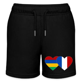 Mauritius Frankreich Flagge Herz - Kinder Organic Joggingshorts Mini Bolter von Stanley/Stella - Schwarz - Vorne