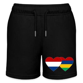 Holland Mauritius Flag Heart - Kids Organic Sweat Shorts by Stanley/Stella - black - Front