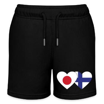 Japan Finland Flag Heart - Kids Organic Sweat Shorts by Stanley/Stella - black - Front