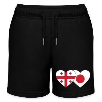 Géorgie Drapeau du Japon Cœur - Short de jogging enfant bio Stanley/Stella - noir - Devant