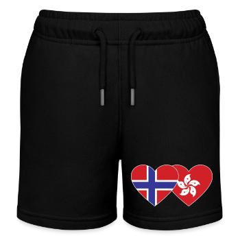 Norwegen Hongkong Flagge Herz - Kinder Organic Joggingshorts Mini Bolter von Stanley/Stella - Schwarz - Vorne