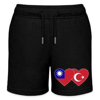Taïwan Türkiye drapeau coeur - Short de jogging enfant bio Stanley/Stella - noir - Devant