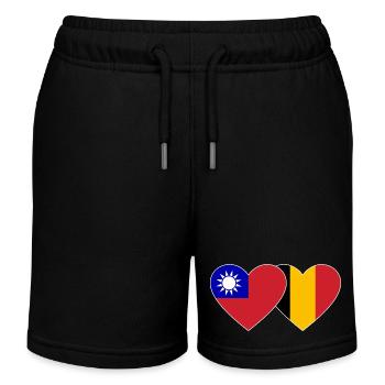 Taiwan Belgium Flag Heart - Kids Organic Sweat Shorts by Stanley/Stella - black - Front