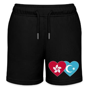 Hongkong Uiguren Flagge Herz - Kinder Organic Joggingshorts Mini Bolter von Stanley/Stella - Schwarz - Vorne