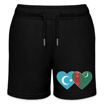 Cœur de drapeau ouïghour du Turkménistan - Short de jogging enfant bio Stanley/Stella - noir - Devant