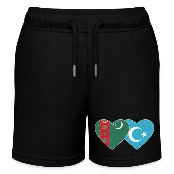 Cœur du drapeau ouïghour du Turkménistan - Short de jogging enfant bio Stanley/Stella - noir - Devant