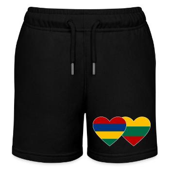 Mauritius Lithuania Flag Heart - Kids Organic Sweat Shorts by Stanley/Stella - black - Front
