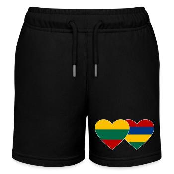 Lithuania Mauritius Flag Heart - Kids Organic Sweat Shorts by Stanley/Stella - black - Front