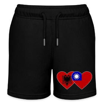 AlbaniaTaiwan Flag Heart - Kids Organic Sweat Shorts by Stanley/Stella - black - Front