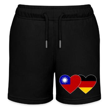Taiwan Germany Flag Heart - Kids Organic Sweat Shorts by Stanley/Stella - black - Front