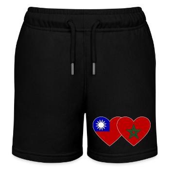 Taiwan Marokko Flagge Herz - Kinder Organic Joggingshorts Mini Bolter von Stanley/Stella - Schwarz - Vorne