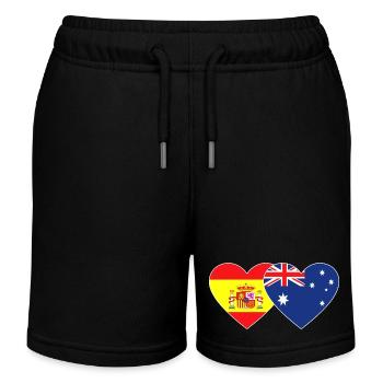 Spain Australia Flag Heart - Kids Organic Sweat Shorts by Stanley/Stella - black - Front