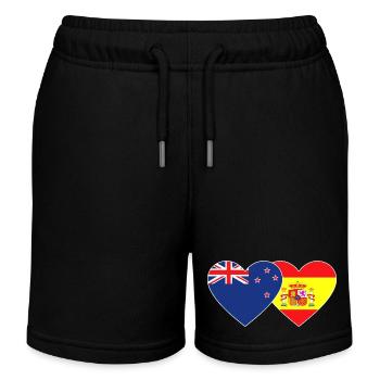 Neuseeland Spanien Flagge Herz - Kinder Organic Joggingshorts Mini Bolter von Stanley/Stella - Schwarz - Vorne