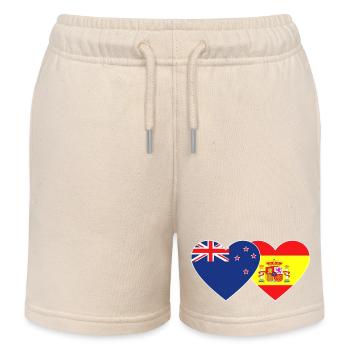 Nouvelle-Zélande Espagne Flag Heart - Short de jogging enfant bio Stanley/Stella - écru doux - Devant