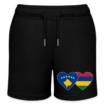 Bosnia Mauritius Flag Heart - Kids Organic Sweat Shorts by Stanley/Stella - black - Front