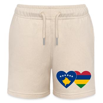 Bosnia Mauritius Flag Heart - Kids Organic Sweat Shorts by Stanley/Stella - soft Ecru - Front