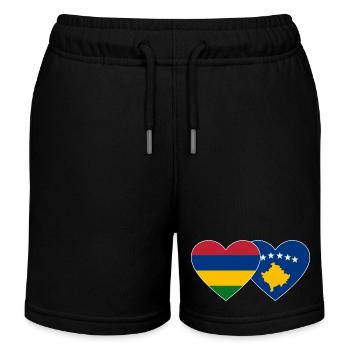Mauritius Bosnia Flag Heart - Kids Organic Sweat Shorts by Stanley/Stella - black - Front