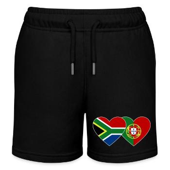 Südafrika Portugal Flagge Herz - Kinder Organic Joggingshorts Mini Bolter von Stanley/Stella - Schwarz - Vorne