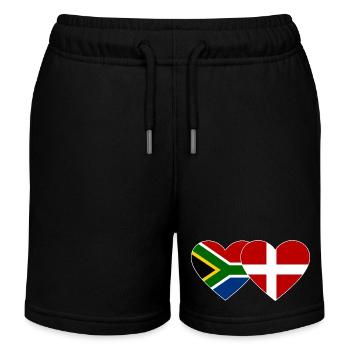 South Africa Denmark Flag Heart - Kids Organic Sweat Shorts by Stanley/Stella - black - Front