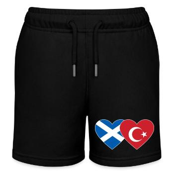 Schottland Türkei Flagge Herz - Kinder Organic Joggingshorts Mini Bolter von Stanley/Stella - Schwarz - Vorne