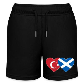 Türkei Schottland Flagge Herz - Kinder Organic Joggingshorts Mini Bolter von Stanley/Stella - Schwarz - Vorne