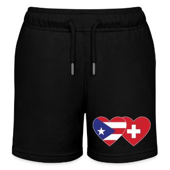 Puerto Rico Schweiz Herz Flagge - Kinder Organic Joggingshorts Mini Bolter von Stanley/Stella - Schwarz - Vorne