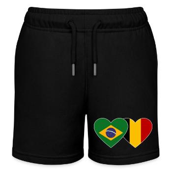 Brasilien Belgien Herz Flagge - Kinder Organic Joggingshorts Mini Bolter von Stanley/Stella - Schwarz - Vorne