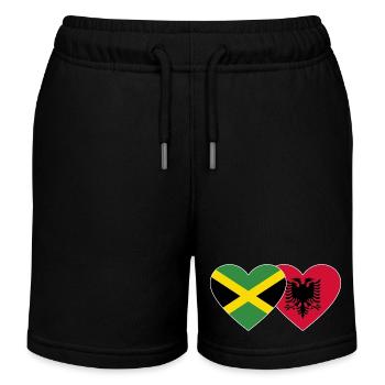 Jamaica Albania Heart Flag - Kids Organic Sweat Shorts by Stanley/Stella - black - Front