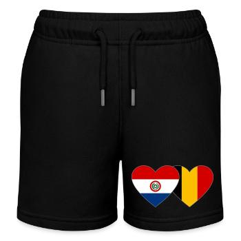 Paraguay Belgium Heart Flag - Kids Organic Sweat Shorts by Stanley/Stella - black - Front