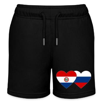 Paraguay Russie Drapeau du cœur - Short de jogging enfant bio Stanley/Stella - noir - Devant