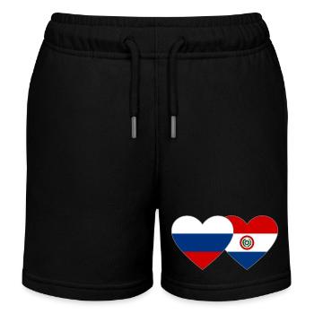 Russia Paraguay Heart Flag - Kids Organic Sweat Shorts by Stanley/Stella - black - Front