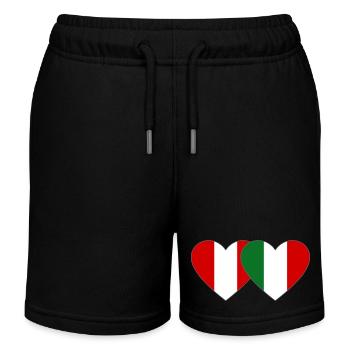Peru Italien Herz Flagge - Kinder Organic Joggingshorts Mini Bolter von Stanley/Stella - Schwarz - Vorne