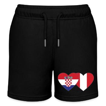 Croatia Peru Heart Flag - Kids Organic Sweat Shorts by Stanley/Stella - black - Front