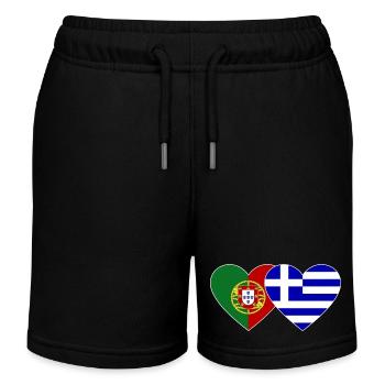Portugal Griechenland Flagge Herz - Kinder Organic Joggingshorts Mini Bolter von Stanley/Stella - Schwarz - Vorne