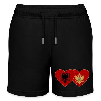 Albanien Montenegro Flagge - Kinder Organic Joggingshorts Mini Bolter von Stanley/Stella - Schwarz - Vorne