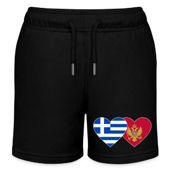 Griechenland Montenegro Flagge - Kinder Organic Joggingshorts Mini Bolter von Stanley/Stella - Schwarz - Vorne