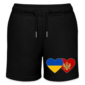 Ukraine Montenegro Flagge - Kinder Organic Joggingshorts Mini Bolter von Stanley/Stella - Schwarz - Vorne