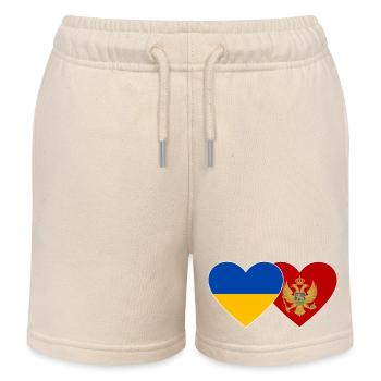 Ukraine Montenegro Flagge - Kinder Organic Joggingshorts Mini Bolter von Stanley/Stella - Natur - Vorne