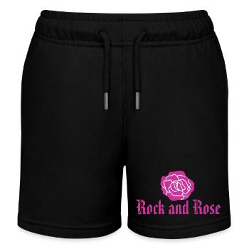 Rock and Rose - pink - Kids Organic Sweat Shorts by Stanley/Stella - black - Front
