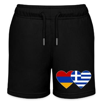 Armenien Griechenland Flagge Herz - Kinder Organic Joggingshorts Mini Bolter von Stanley/Stella - Schwarz - Vorne