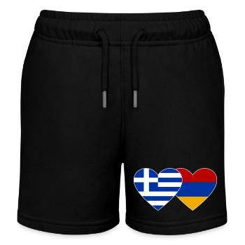 Griechenland Armenien Flagge Herz - Kinder Organic Joggingshorts Mini Bolter von Stanley/Stella - Schwarz - Vorne